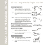 SKYPLUS LIVING Rustic Boho Style Single Curtain Rod Set with Carved Square Finial, 36-72 inch, Standard Single Beige Drapery Rod for 1 Pack, 1 inch diameter, Adjustable Length SKYPLUS LIVING