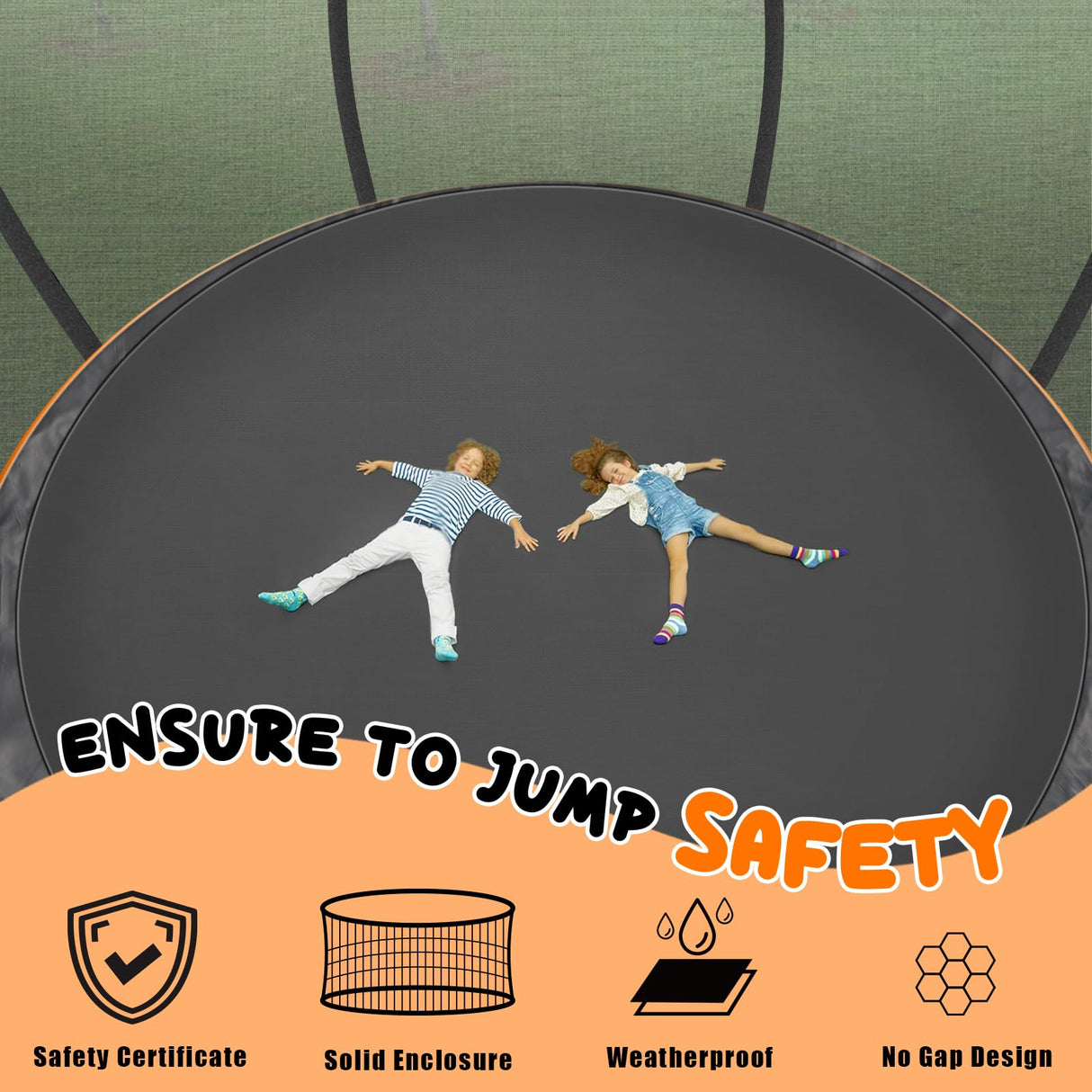 Liyarya 12FT/14FT Trampoline for Kids/Adults - Outdoor Recreational Trampoline with Enclosure Net, Curved Poles and Ladder, Heavy Duty, Anti-Rust Coating, ASTM Approved Liyarya
