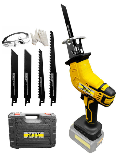 Cordless Reciprocating Saw Fit for Dewalt 20V Battery, 0-3200SPM 3-Speed Adjustable, with 4 Saw Blades, Electric Power Reciprocating Saws for Wood/Metal/PVC Cutting, Battery not Included - WoodArtSupply