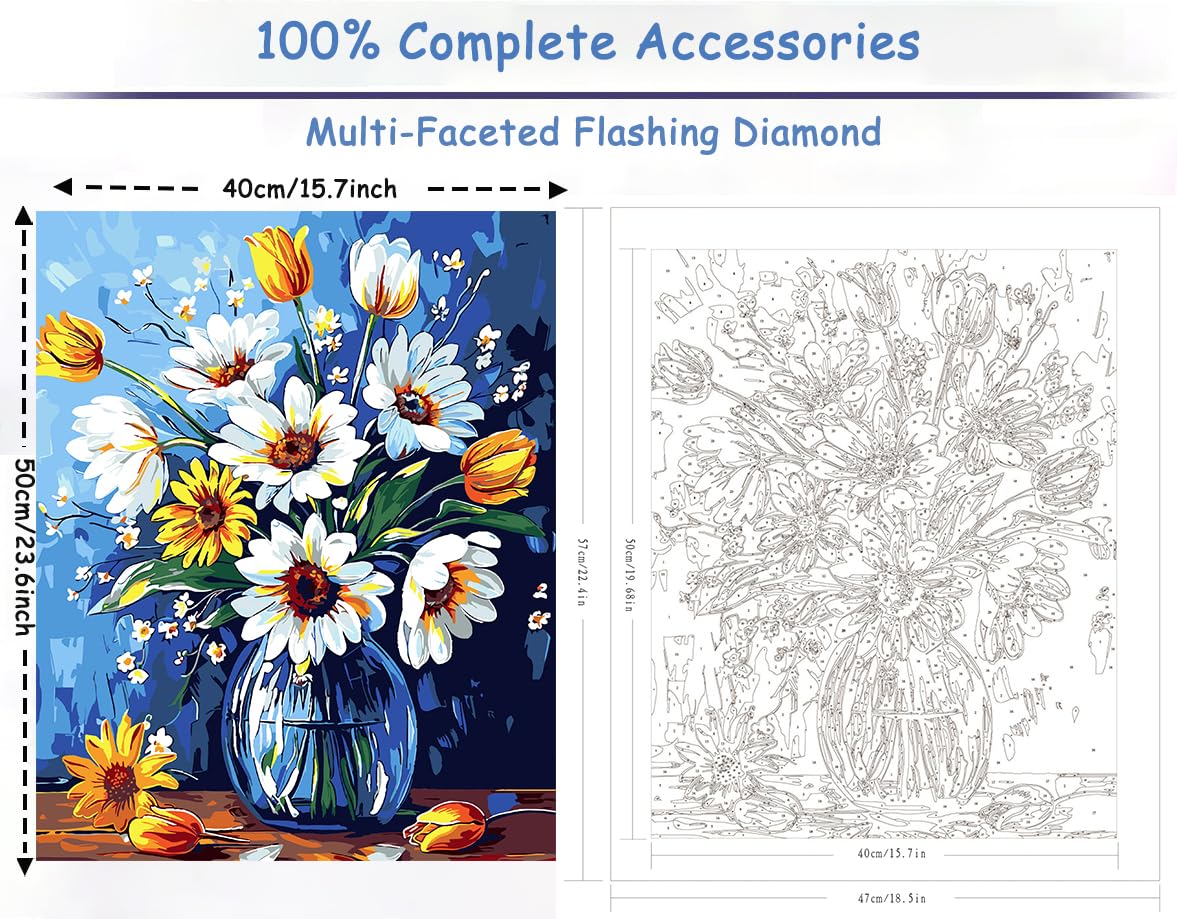 ZTOTZ Sunflower Paint by Numbers kit for Adults, Sunflower Paint by Numbers Adults Canvas Without Frame, DIY Flower Painting by Numbers for Gift Home Wall Decor(16x20inch) ZTOTZ