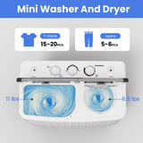 BANGSON Portable Washing Machine, Mini Twin Tub Washer and Dryer Combo with 17.6 lbs Large Capacity, Portable Washer for Apartment, Dorm, RV, Camping, Home, 25.6x14.2x28.8 inches, White & Blue BANGSON