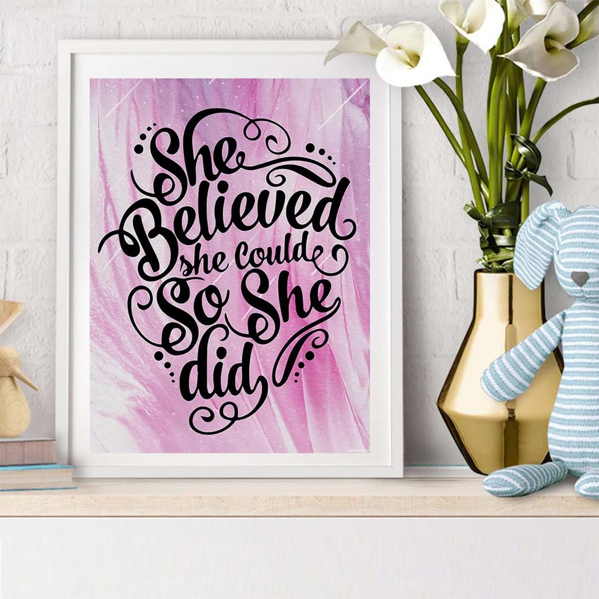 UPABLUNSO Diamond Painting Inspirational Quotes She Believed She Could So She Did Kit for Adults Diamond Art Painting by Number Kits Gem Art Wall Home Decor 12x16 inch UPABLUNSO