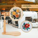 1PCS Embroidery Hoop Stand with 6 PCS 3'' to 8'' Embroidery Hoops Beech Wood Adjustable Rotated Wooden Embroidery Stand, Embroidery Hoop Holder for Cross Stitch and Embroidery Project SENENQU