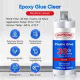 VICPRICME Plastic Glue,1.76oz Clear Epoxy Glue,All Purpose Repair Glue, Can Bond Metal, Wood, Glass, Fiberglass, Carbon Fiber, Most Plastics, Rubber, with Extremely high Shock Resistance. (1) vicpricme