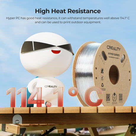 Creality PC Filament 1.75mm, Clear Polycarbonate Filament Designed for 300mm/s High Speed Printing, 1kg(2.2lbs)/Spool Hyper PC Filament, Tough and High Heat Resistant, Fits for 3D Printers Creality