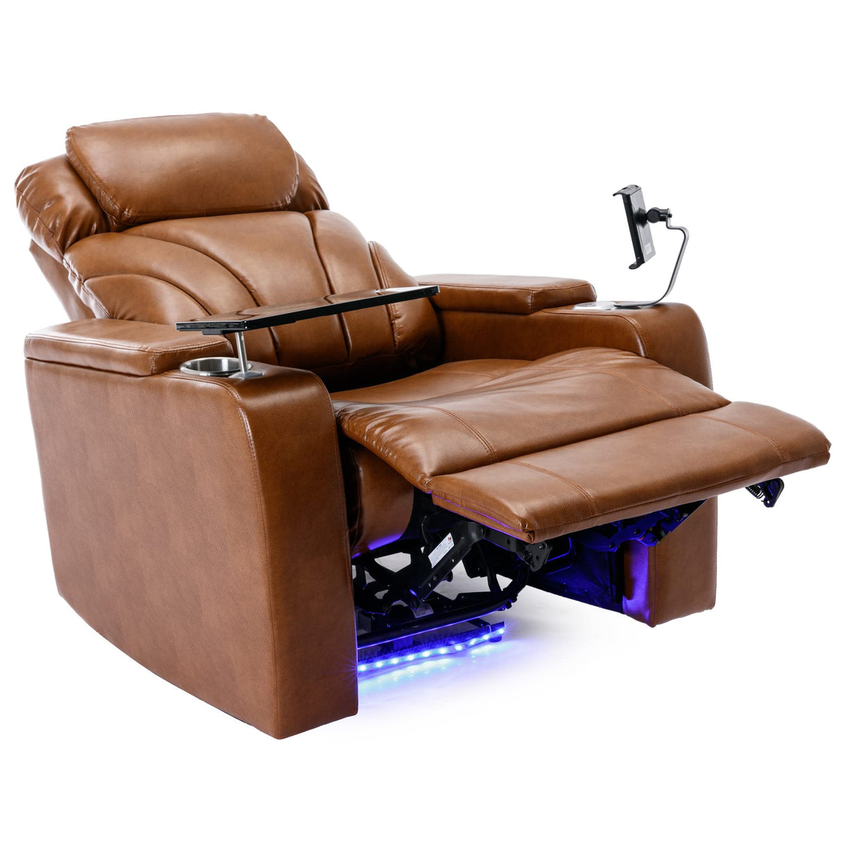 Power Motion Recliner Electric Power Recliner Chair with USB Charging Port, Hidden Arm Storage and Convenient Cup Holder, Ambient Lighting Gaming Recliner Chair Home Theater Seating (Light Brown) BEDGJH