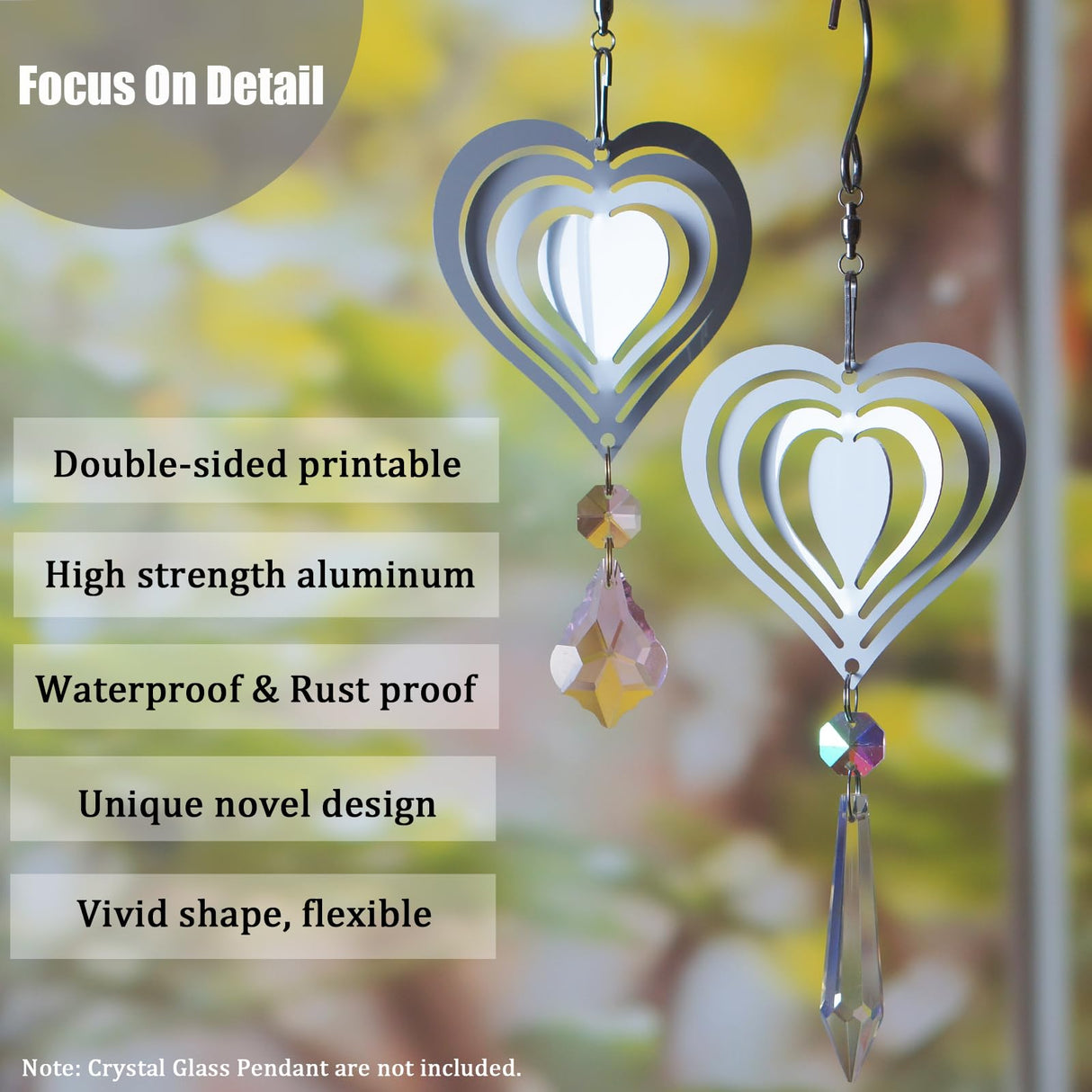 WindMage 12 Pack 3inch Sublimation Wind Spinner Blanks 3D Aluminum Metal Wind Sculpture Kinetic Spinners for Yard Garden Indoor Art Ornaments Xmas Hanging Decoration (Heart) WindMage