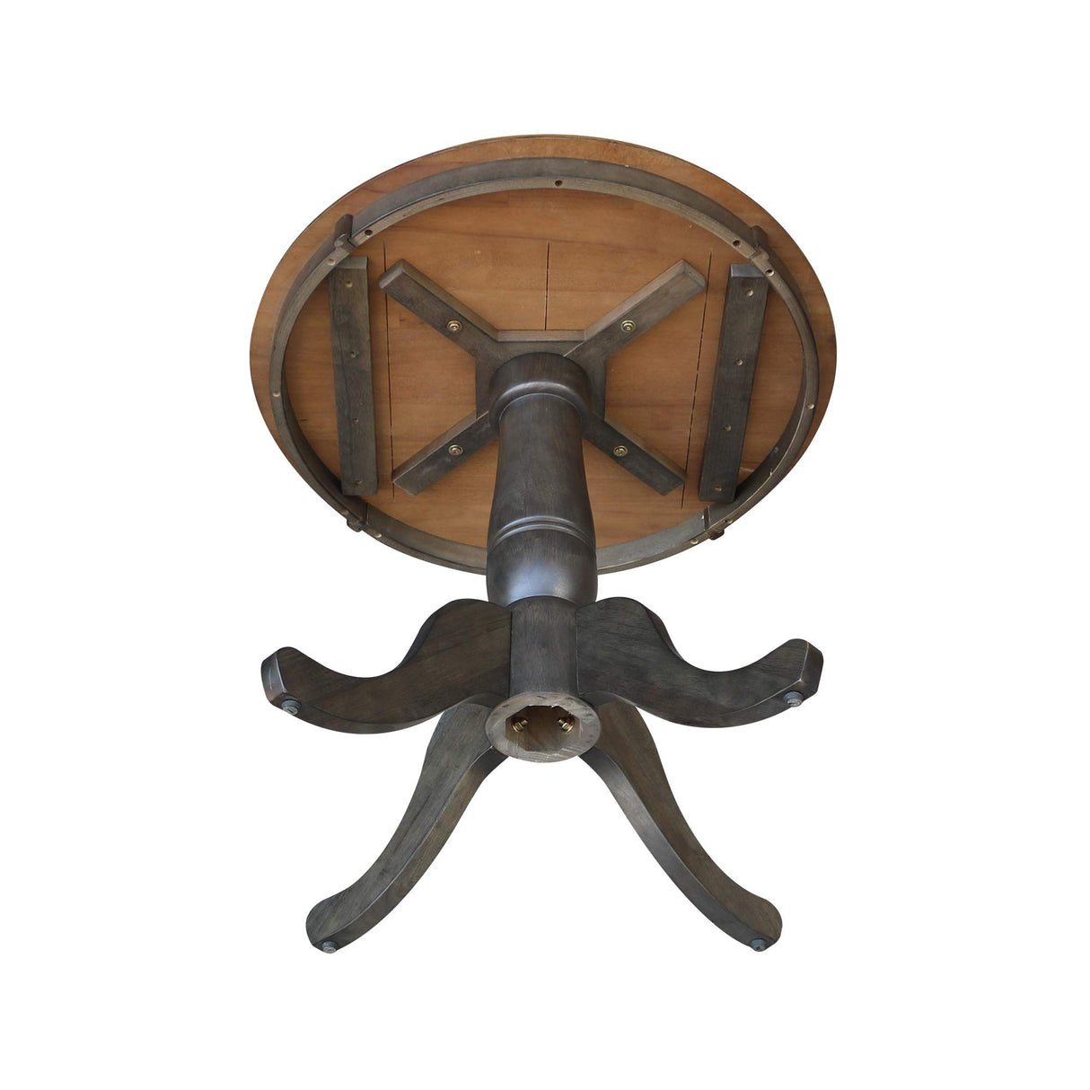 IC International Concepts Round Top Pedestal Dining Table, Hickory/Washed Coal IC International Concepts