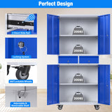 METAN 71" H 2 Drawer Metal Storage Cabinet with Locking Doors,Steel Rolling Tool Storage Cabinet with 2 Adjustable Shelves for Garage,Home, Office, Kitchen Assembly Required (Grey Blue) METAN