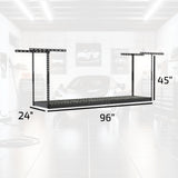 MonsterRax Overhead Garage Storage Rack 2x8, Ceiling Mounted Shelving, Adjustable Hanging Organizer, Heavy Duty Steel, 350 Pound Capacity, Color: Hammertone, Adjusts 24-45" from Ceiling MonsterRAX Storage Solutions