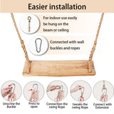 Hanging Wooden Swing, Swing Seat 19.7"x 5.1"× 1.2", Tree Swings for Adults and Kids Outdoor, Adjustable Hemp Rope Plus Tree Straps 80 inch, Kids Swing with 500lbs Load, Rope Swing, Indoor Swing Set DJMUMU
