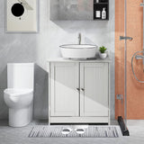 Bonnlo Pedestal Sink Storage Cabinet with 2 Doors Traditional Under Sink Cabinet Bathroom Space Saver Organizer with Adjustable Shelf White 3 5/8" W x 11 7/16" D x 23 5/8" H Bonnlo