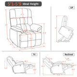 MCombo Power Lift Recliner Chair Sofa with Massage and Heat, Adjustable Headrest, 3 Positions, USB Ports, for Elderly People, Faux Leather 7533 MCombo