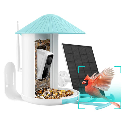 NETVUE Birdfy® AI Smart Bird Feeder with Camera Solar Powered, Lifetime AI Auto Capture Each Bird Come & Identify 6000+ Bird Species, Cloud Store Bird Videos & Birdwatching On Live, Ideal Gift (Blue)