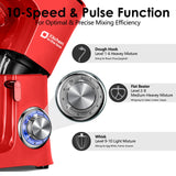 Kitchen in the Box Stand Mixer, 900W 8.5 QT Kitchen Electric Mixer, 10-Speed Large Capacity Tilt-head Food Mixer with Dough Hook, Wire Whip, Flat Beater & Splash Guard (Red) Kitchen in the box