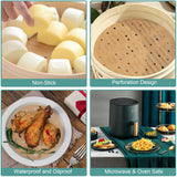 Numola Air Fryer Parchment Paper Liners, 100 Pcs Air Fryer Disposable Paper Liner for 3.4-7QT Air Fryer, 8 Inch Safe Air Fryer Paper, Non-stick Steamer Liner for Microwave, Steaming Basket Numola