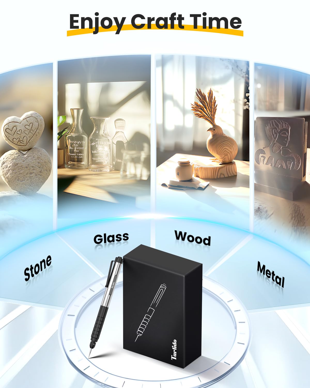 Tarlido Engraving Pen, USB Rechargeable Cordless Rotary Tools, Professional Mini Carving Machines Portable DIY Engraver Machine for Metal to Wooden, Glass, Jewelry-Black Tarlido