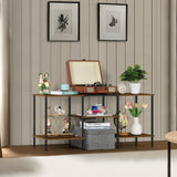 OYEAL Small TV Stand for Living Room up to 50 inch Farmhouse TV Media Entertainment Center with Power Outlets & Storage Shelf 45'' TV Cabinet Console Table for Bedroom, Rustic Brown OYEAL