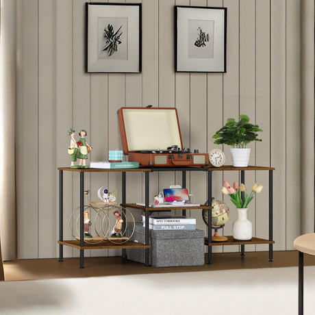 OYEAL Small TV Stand for Living Room up to 50 inch Farmhouse TV Media Entertainment Center with Power Outlets & Storage Shelf 45'' TV Cabinet Console Table for Bedroom, Rustic Brown OYEAL