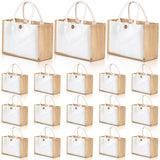 Sweetude 18 Pcs Sublimation Jute Tote Bag Burlap Beach Bag with Handles Reusable Blank DIY Canvas Gift Bag for Bridesmaid(Yellow) Sweetude