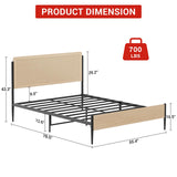 GAOMON Queen Size Bed Frame with Natural Rattan Headboard & Solid Wood Footboard - Under Bed Storage Space, Quiet Noise-Free Design, No Box Spring Needed,Oak GAOMON