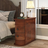 Tribesigns Wood End Table Set of 2, Narrow Solid Side Table 2-Drawer Slim Chair Side Table, No Assembly Required, Finished Back, Walnut Tribesigns