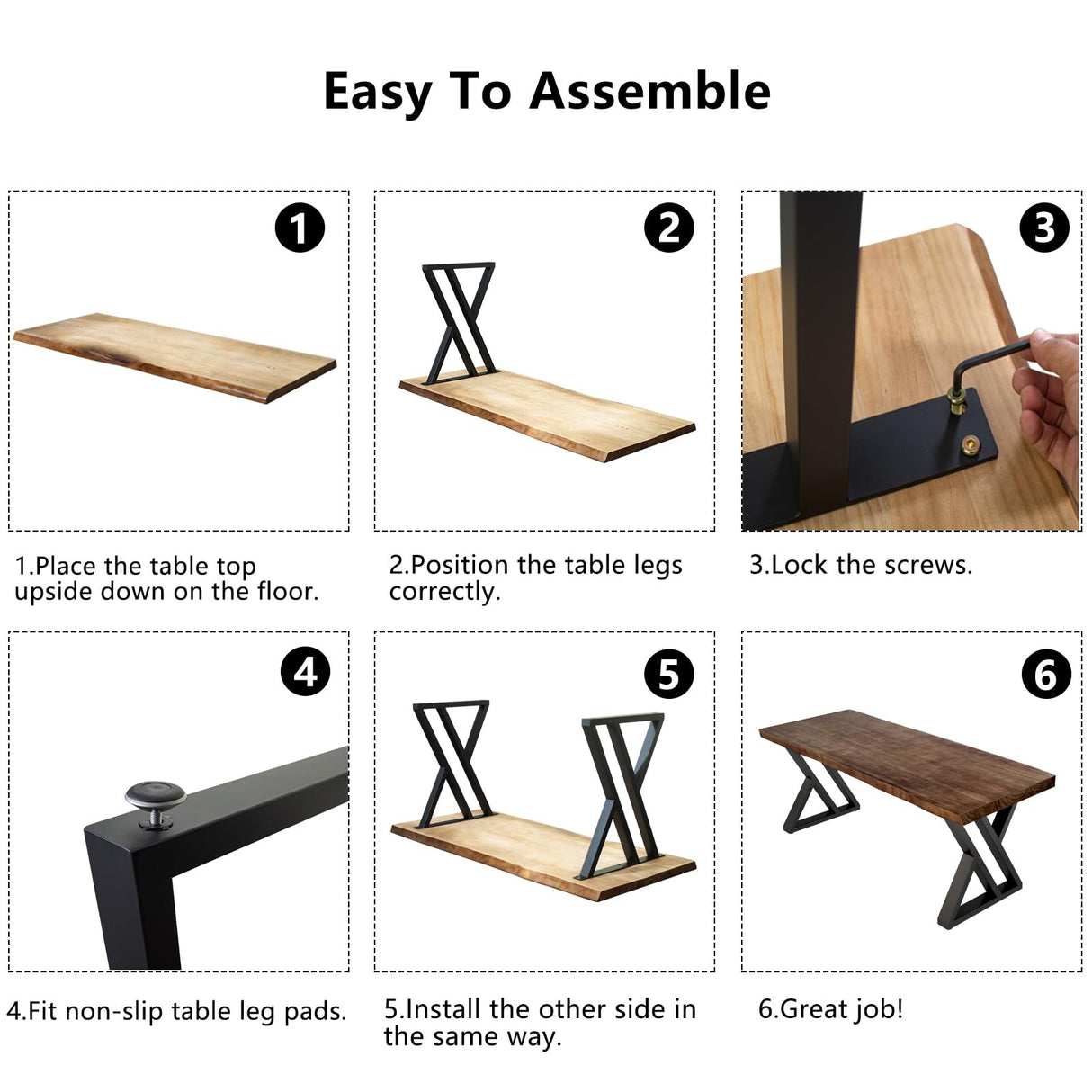 SXXjiaju Solid Wood Computer Desk-55 inch Industrial Natural Wood Office Desk,Heavy Duty Real Wood Study Table,Solid Wooden and Metal Modern Simple SXXjiaju