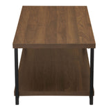 Household Essentials Jamestown Rectangular Coffee Table with Storage Shelf Mid Century Walnut Wood Grain and Black Metal Household Essentials