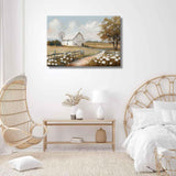 Farmhouse Barn Canvas Wall Art Rustic Farm Nature landscape Decor Pictures Retro Flower Field Meadow Barn Windmill Posters Prints for Home Decoration Bathroom Bedroom Living Room Decoration styfasin