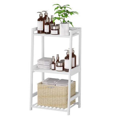 POXAKA 3-Tier Bamboo Ladder Shelf – Versatile Open Shelving for Any Room