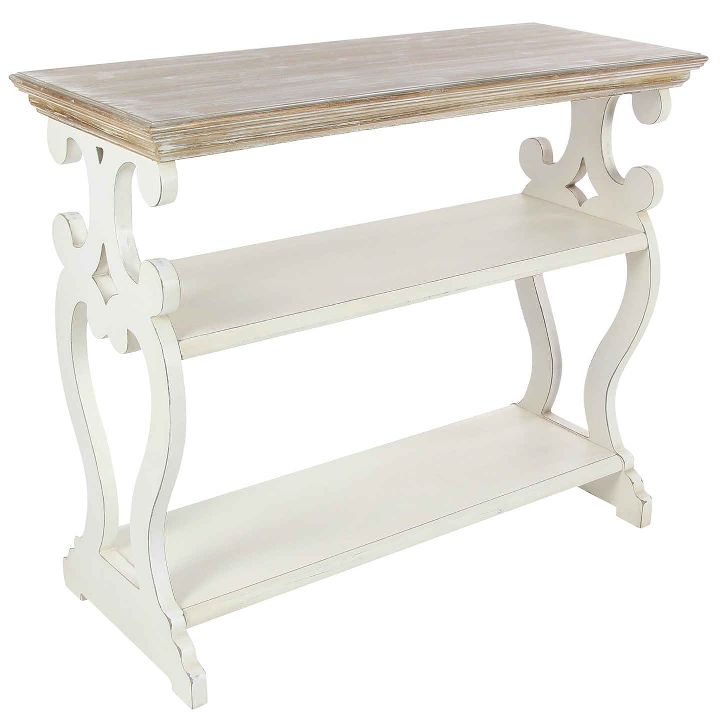 Deco 79 Farmhouse Wood Console Table or Living Room, Entry Way, Hallway, 38" x 15" x 32", White/Brown - WoodArtSupply