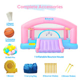 Easyair Large Bounce House Holds 6 Kids, 14.8 x 14.5 FT Inflatable Bouncer Jumper Slide with 650W Blower, Basketball Hoop, Throw Ball Game, Ball Pits (Pink, 177" L x 174" W x 94" H) EASYAIR