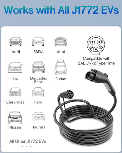 EV Charger Extension Cable, 21ft 40Amp J1772 Extension Cable Compatible with 110V-240V SAE J1772 EV Chargers, Suitable for J1772 EVs/PHEVs, Level 1/ Level 2 IP66 Car Charger Extension Cord wi - WoodArtSupply