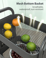 ALVOROG 3 Tier Rolling Cart with DIY Pegboards Metal Utility Cart with Wheels Handles Baskets Hooks, Storage Cart for Office Kitchen Bathroom(Gray) ALVOROG