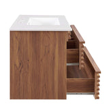Modway Render 36" Wall-Mount Bathroom Vanity in Walnut White Modway