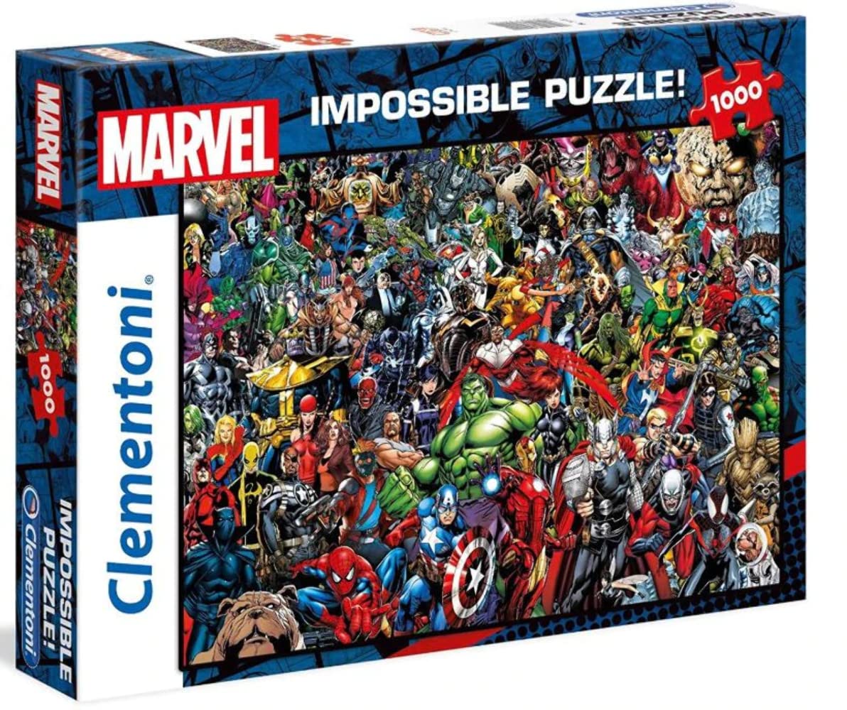 Clementoni Marvel Impossible Jigsaw Puzzle, 1000 Pieces, Puzzle for Superhero Enthusiasts, Difficult Puzzle, Challenge for Adults, Fun, Made in Italy, 39411 Clementoni