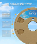 OVERTURE Air PLA Filament, Pre-Foamed PLA Low-Density, Lightweight PLA, Cardboard Spool, 0.82kg(1.8lbs), Dimensional Accuracy +/- 0.02mm (Wood) OVERTURE