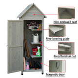 FTCBNet Outdoor Storage Shed Wooden Garden Tool Storage Cabinet with 3 Removabl Shelves and Galvanized Sheet Waterproof Roof for Yard,Patio,Deck and Porch (Gray) FTCBNet