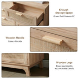 Okvnbjk 6 Drawer Dresser for Bedroom, Rattan Dressers & chests of Drawers with Wood Handles, Boho Chest of Drawers for Bedroom, Living Room and Entryway, Oak Okvnbjk