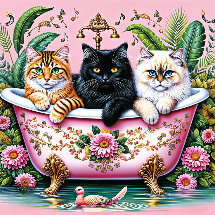 GEEHEIY Paint by Numbers Kit for Adults Beginner - Black Cat Adult Paint by Number Kits on Canvas, Funny Bathing Cat DIY Acrylic Oil Number Painting for Adults, Perfect for Home Decor Gift 16x16 Inch GEEHEIY