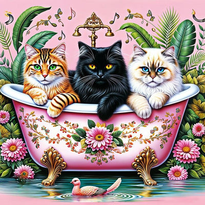 GEEHEIY Paint by Numbers Kit for Adults Beginner - Black Cat Adult Paint by Number Kits on Canvas, Funny Bathing Cat DIY Acrylic Oil Number Painting for Adults, Perfect for Home Decor Gift 16x16 Inch