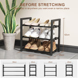 HDDTTZ 3-Tier Expandable Shoe Rack, Adjustable Shoe Shelf Storage Organizer Heavy Duty Metal Free Standing Shoe Rack for Entryway Closet Doorway (Black) HDDTTZ