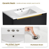 DWVO 40 Inch Freestanding Bathroom Vanity with Sink Combo, Modern Undermount Bathroom Storge Cabinet with 3 Holes Ceramic Basin, 4 Extra Large Drawers, Black DWVO