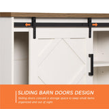 WAMPAT Farmhouse TV Stand Modern Sliding Barn Door Entertainment Center for TVs Up to 75 inch, Wood TV Media Console Table Cabinet Storage for Living Room White WAMPAT