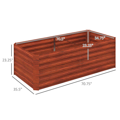 Outsunny Galvanized Raised Garden Bed Kit with Reinforcing Bars, Large and Tall Metal Planter Box for Vegetables, Flowers and Herbs, 6' x 3' x 2', Dark Brown