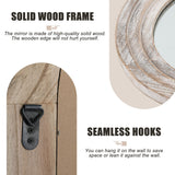 Trvone Arched Full Length Mirror Solid Wood Frame Mirror Floor Mirror with Back Hooks Vertically Hanging Wall Mirror Dressing Mirror for Bedroom Living Room (65"x22", Weathering White) Trvone