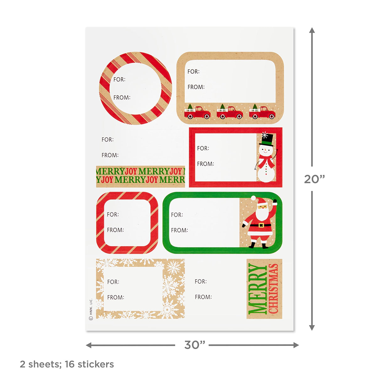 Hallmark Christmas Flat Wrapping Paper Sheets - Recyclable Kraft Gift Wrap Paper (12 Folded Sheets with Sticker Seals) Rustic Red Trucks, White Snowflakes, Merry Christmas Lettering Hallmark