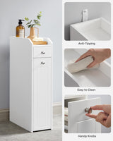 VASAGLE Small Bathroom Storage Cabinet, Slim Bathroom Storage Organizer, Toilet Paper Holder with Storage, Toilet Paper Storage Cabinet with Slide Out Drawers, for Small Spaces, White UBBC847P31 VASAGLE