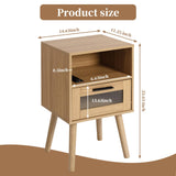 23inch Nightstand with Charging Station,2 AC outlets and 2 USB Ports, Mid Century Modern Nightstand, Bedside Tables for Bedroom, Natural Wood Side Table with Storage Drawer(Wood-1PCS) i-VTIES