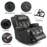 PARKOL Power Lift Recliner Chair for Elderly Breathable Leather Recliner Chair with Massage and Heat,2 Cup Holders,Electric Stand Assist,USB Ports,Gifts for Family (Grey) PARKOL